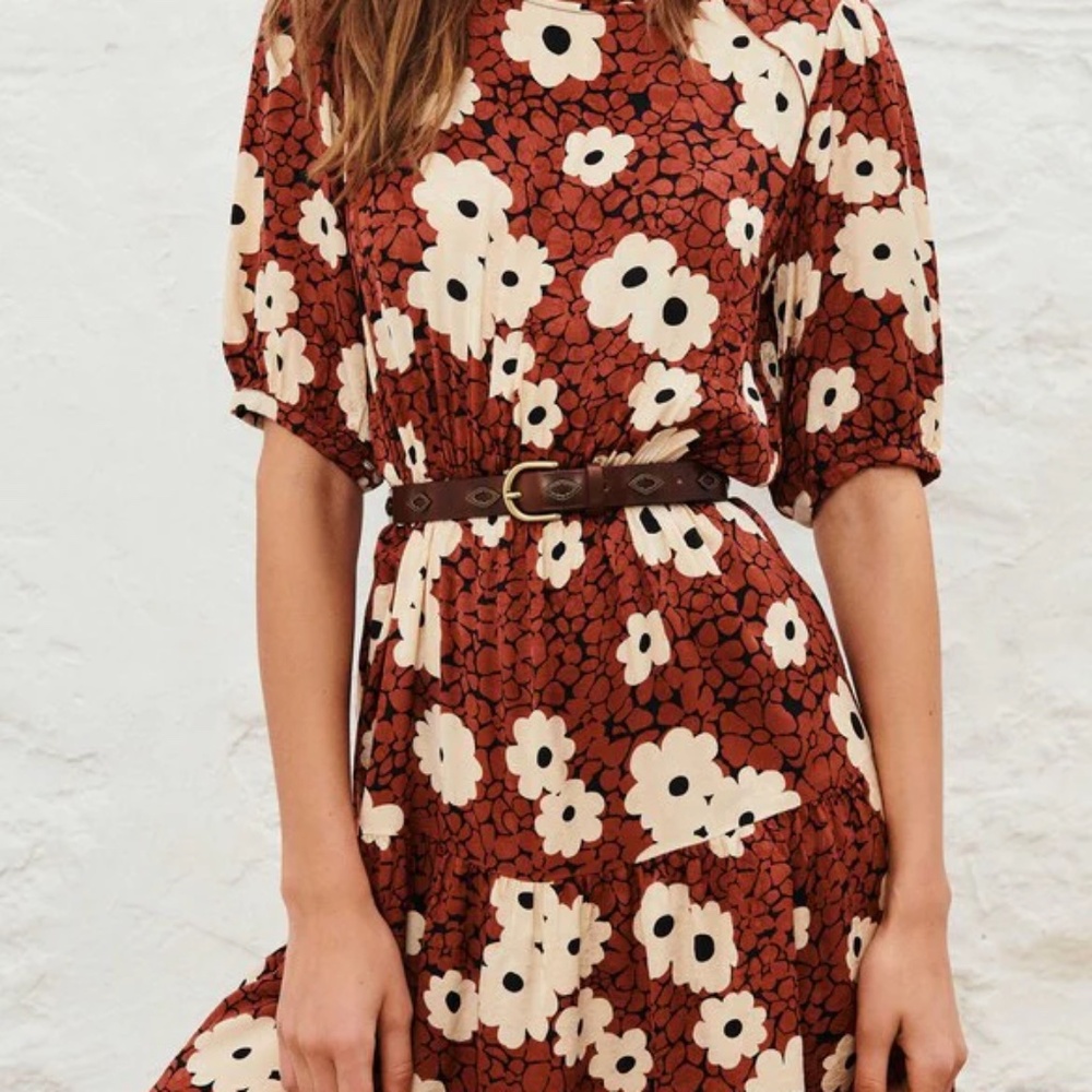 Ba&sh Bonie Brown Floral Mini Dress Size 0